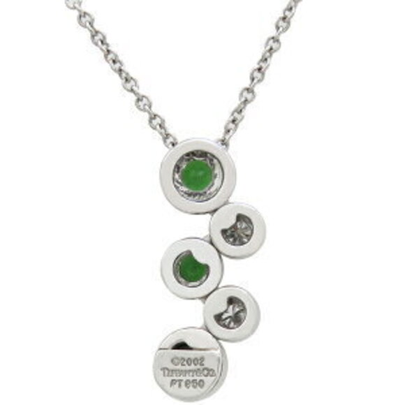 Tiffany Co Bule Diamond Necklace Platinum Silver Green Garnet Diamonds - Picture 2 of 10